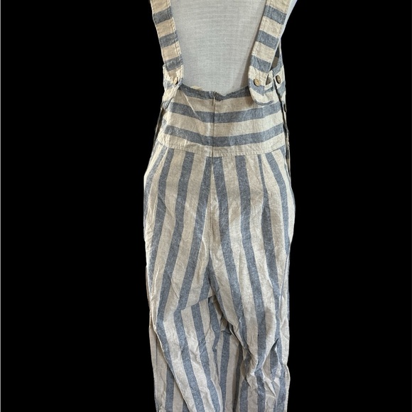 Altar’d State Jumpsuit Romper Blue White Stripe Linen Blend - Picture 5 of 7